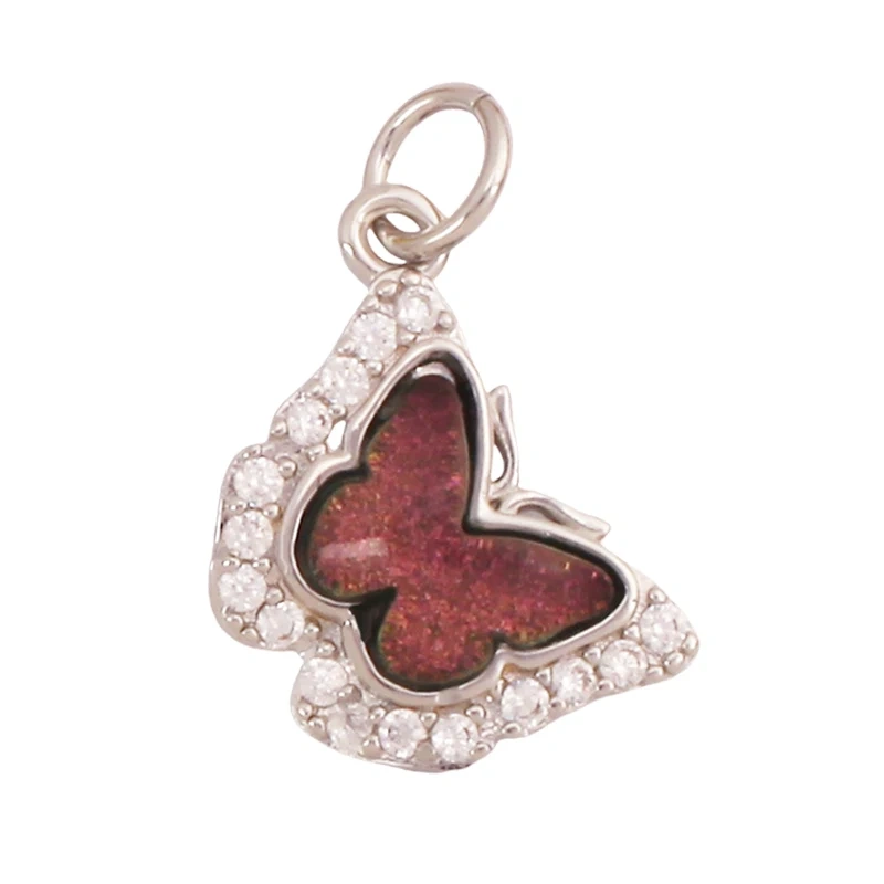 Trendy Crystal Glass Zircon  Butterfly Charm Pendant,Real 18K Gold Plated Necklace Bracelet DIY Craft Jewelry Making Supply S17