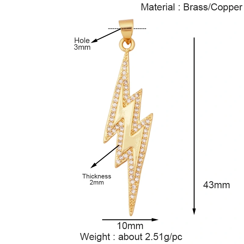 Trendy Lightning Star Pattern Geometry Charm Pendant,Real 18K Gold Plated Zircon Jewelry Necklace Accessories Supplies S09