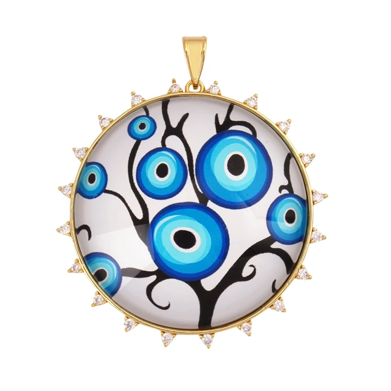 Jumbo Holy Religious Jesus Virgin Mary Evil Eye Hand Charm Pendant,Real 18K Gold Plated Jewelry Necklace Bracelet Supplies S16