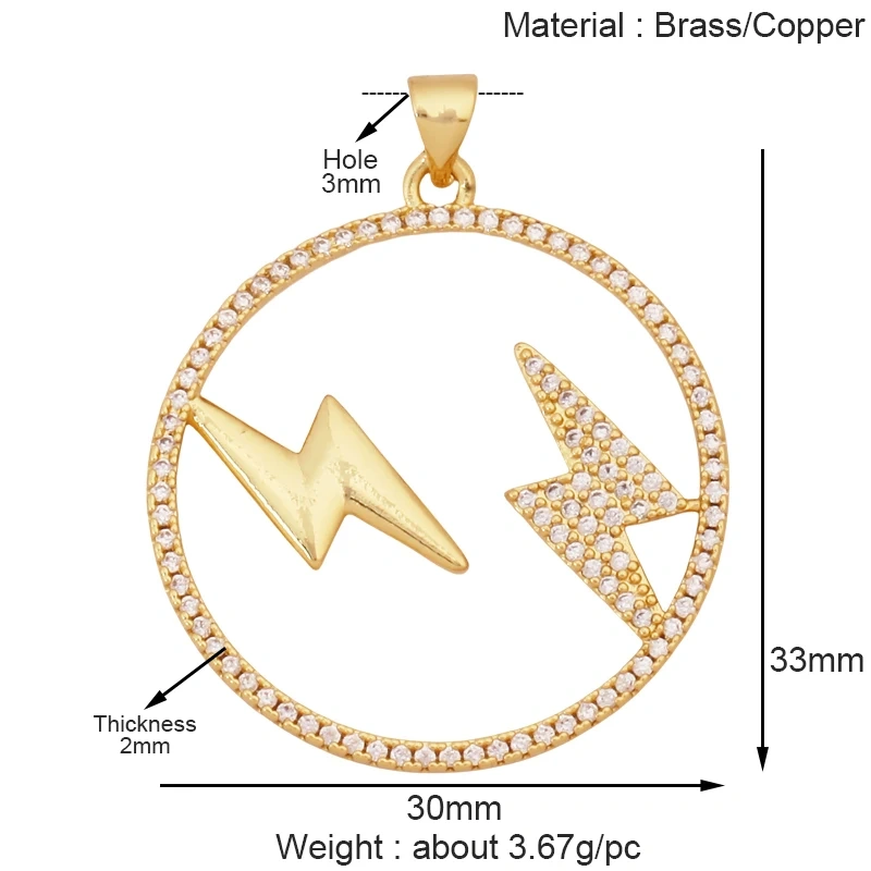 Trendy Lightning Star Pattern Geometry Charm Pendant,Real 18K Gold Plated Zircon Jewelry Necklace Accessories Supplies S09