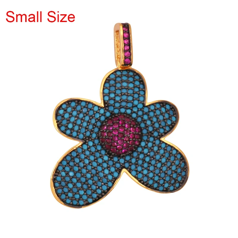 Luxury Classics Clover Leaf Sun Flower Zircon Focal Charm Pendant,Real 18K Gold Plated Jewelry Findings Accessories Supplies S01