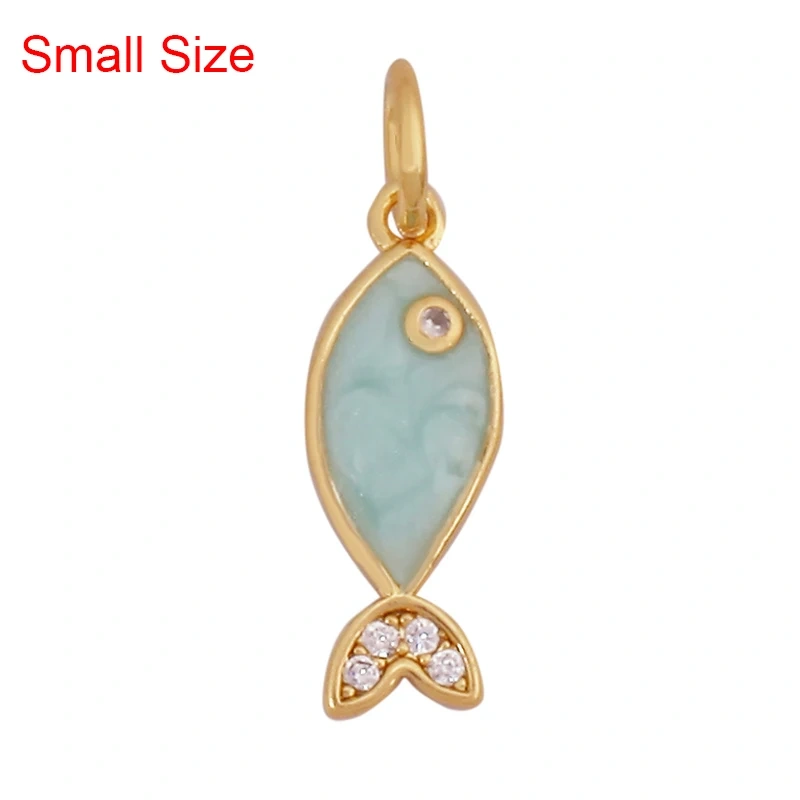 Marine Organism Sea Horse Turtle Fish Conch Shell Starfish Charm Pendant,Real 8K Gold Plated Zircon Jewelry Finding Supplies S05