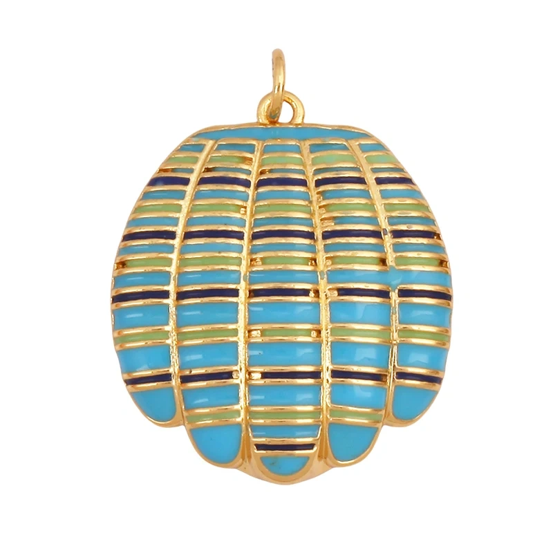 Marine Organism Fish Conch Shell Starfish Jellyfish Carp Charm Pendant,Real 8K Gold Plated Zircon Jewelry Finding Supplies S10