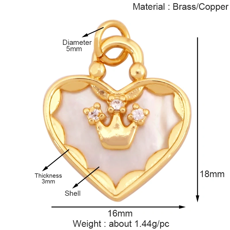 Guarden Angel Crown Goddess Amulet Medallion Zircon Charm Pendant,Real 18K Gold Plated Necklace Jewelry Findings Supplies S06