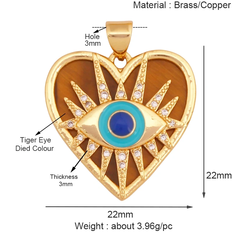 Trendy Colorful Evil Eye Pearl Shell Charm Pendant,Real 18K Gold Plated Cubic Zirconia Jewelry Necklace Bracelet Supplies K75