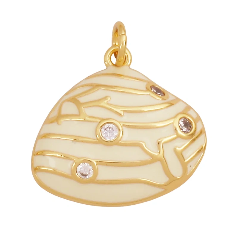 Marine Organism Sea Horse Turtle Fish Conch Shell Starfish Charm Pendant,Real 8K Gold Plated Zircon Jewelry Finding Supplies S05