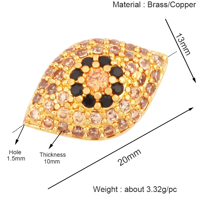 Luxury Pave Micro Zirconia Eye Spherical Geometry Spacor Bead,Real 18K Gold Plated DIY Bracelet Necklace Accessories Supply N15