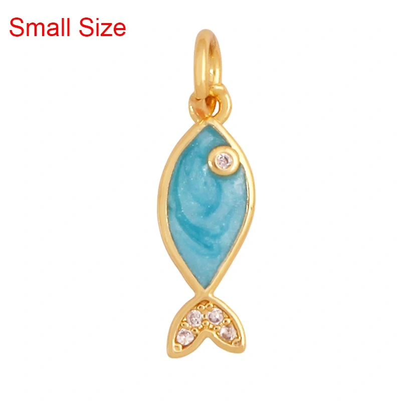 Marine Organism Sea Horse Turtle Fish Conch Shell Starfish Charm Pendant,Real 8K Gold Plated Zircon Jewelry Finding Supplies S05