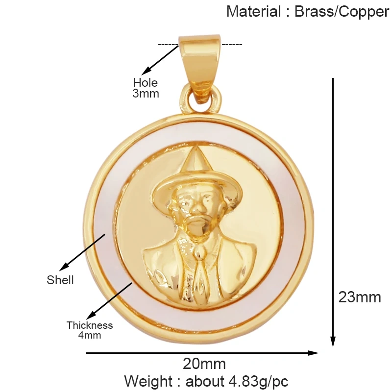 Holy Religious Style Jesus Virgin Mary Charms Pendant,Real 18K Gold Plated Zircon Shell Jewelry Necklace Accessories Supply S15