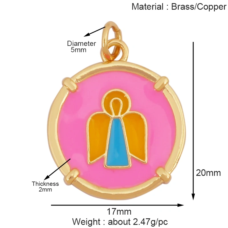 Guarden Angel Crown Goddess Amulet Medallion Zircon Charm Pendant,Real 18K Gold Plated Necklace Jewelry Findings Supplies S06