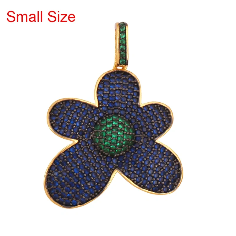 Luxury Classics Clover Leaf Sun Flower Zircon Focal Charm Pendant,Real 18K Gold Plated Jewelry Findings Accessories Supplies S01