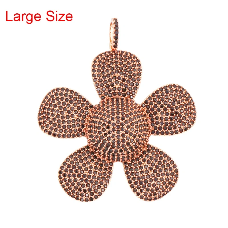 Luxury Classics Clover Leaf Sun Flower Zircon Focal Charm Pendant,Real 18K Gold Plated Jewelry Findings Accessories Supplies S01