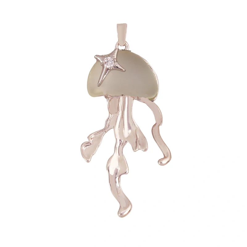 Marine Organism Fish Conch Shell Starfish Jellyfish Carp Charm Pendant,Real 8K Gold Plated Zircon Jewelry Finding Supplies S10