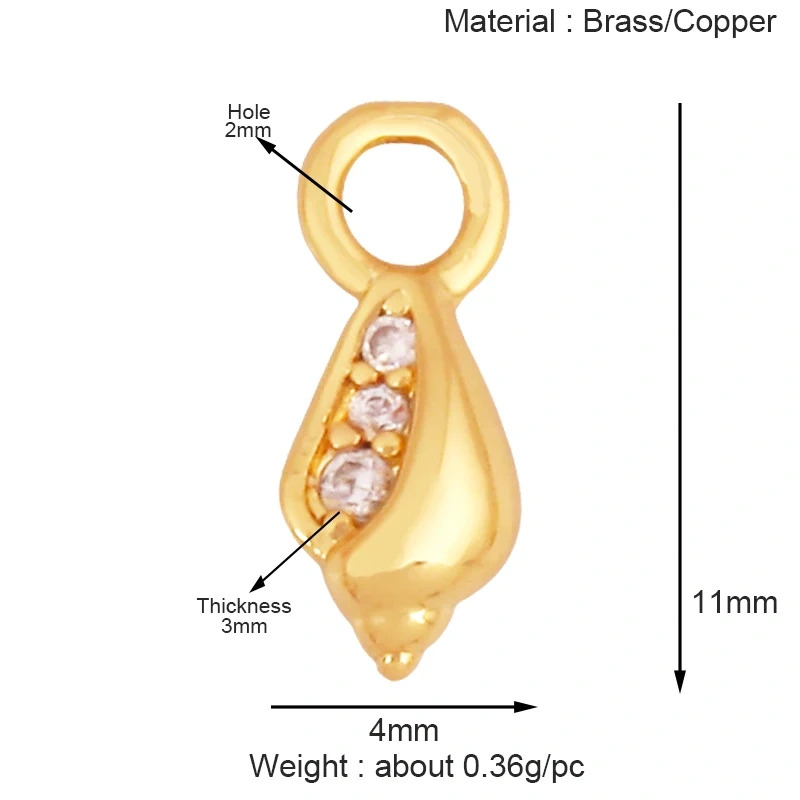 Marine Organism Sea Horse Turtle Fish Conch Shell Starfish Charm Pendant,Real 8K Gold Plated Zircon Jewelry Finding Supplies S05