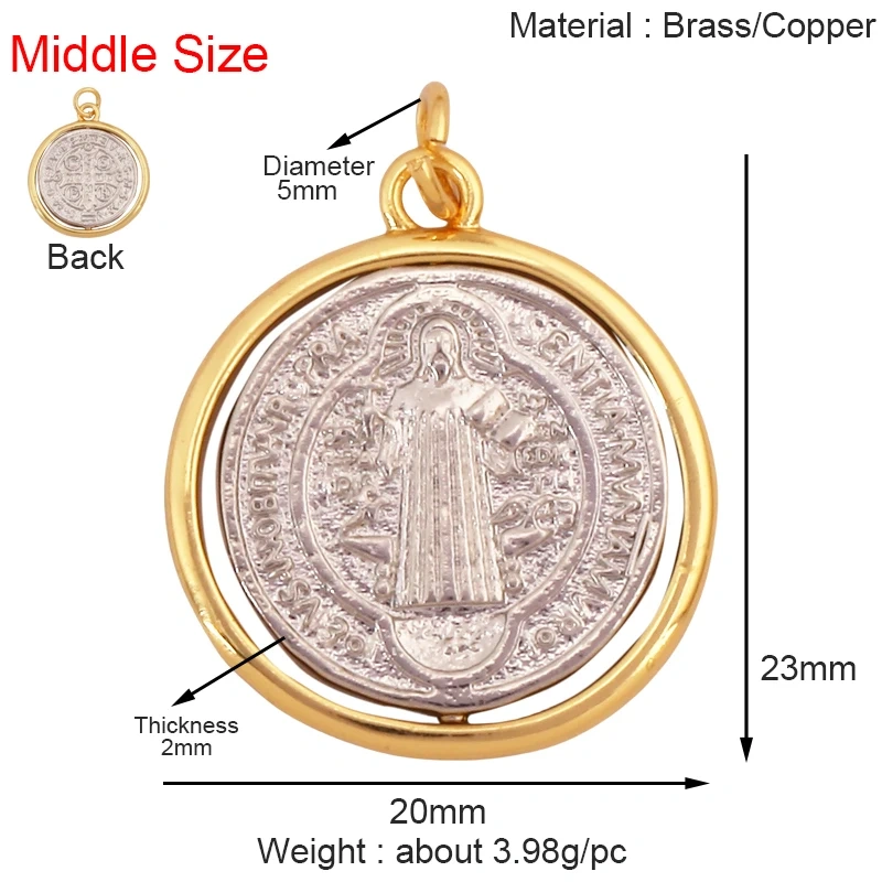 Religious Stye Jesus Virgin Mary Charm Geometry Pendant,Holy Real 18K Gold Inlaid Cubic Zirconia Jewelry Necklace Supplies S12