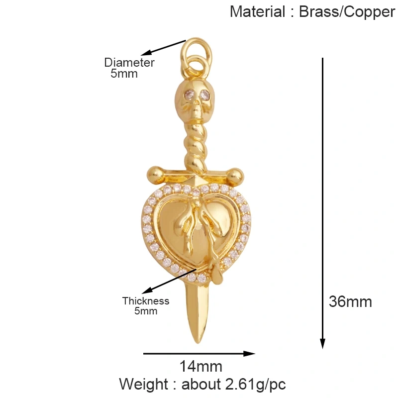 Trendy Skull Ghost Halloween Zircon Enamel Charm Pendant,Real 18K Gold Plated Colour Craft Jewelry Necklace Supplies S13