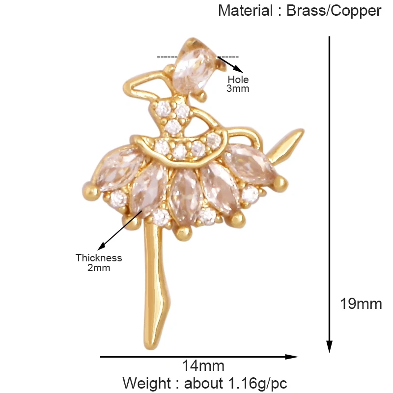 Guarden Angel Crown Goddess Amulet Medallion Zircon Charm Pendant,Real 18K Gold Plated Necklace Jewelry Findings Supplies S06