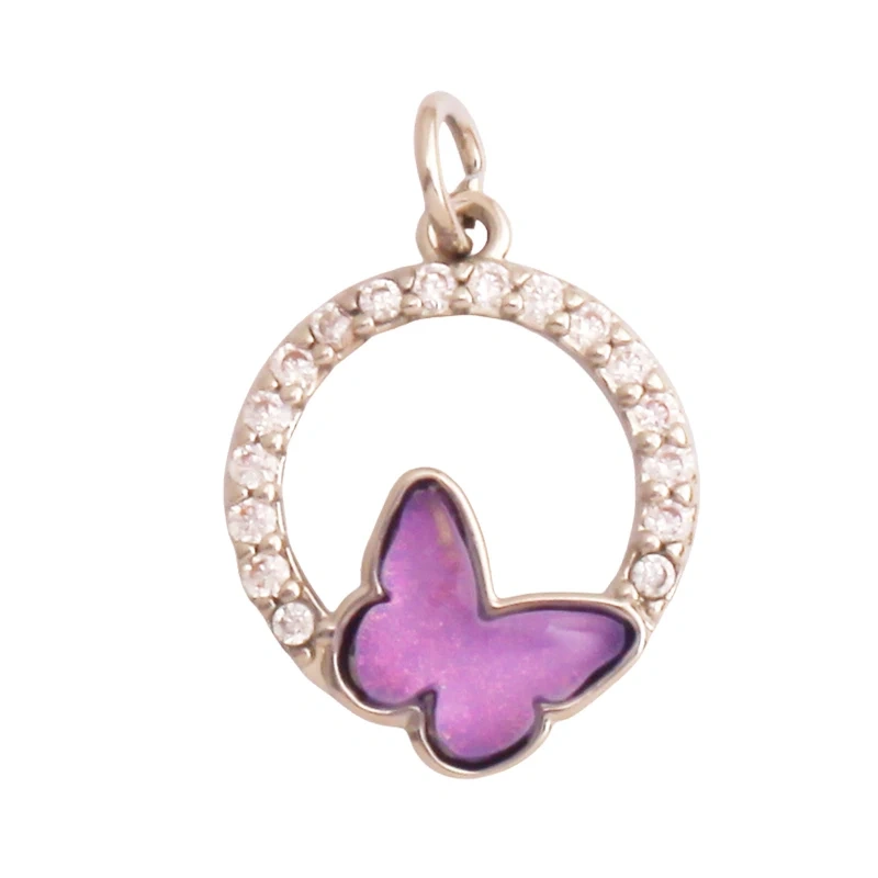 Trendy Crystal Glass Zircon  Butterfly Charm Pendant,Real 18K Gold Plated Necklace Bracelet DIY Craft Jewelry Making Supply S17