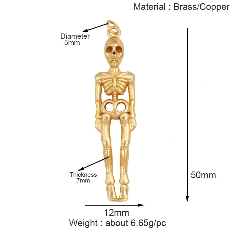 Trendy Skull Ghost Halloween Zircon Enamel Charm Pendant,Real 18K Gold Plated Colour Craft Jewelry Necklace Supplies S13