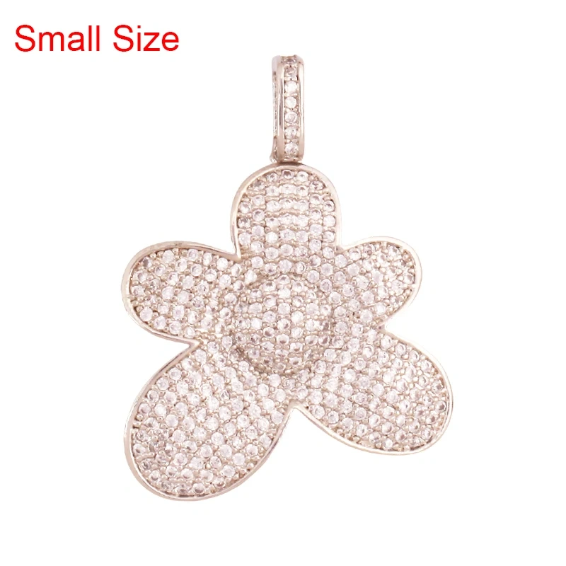 Luxury Classics Clover Leaf Sun Flower Zircon Focal Charm Pendant,Real 18K Gold Plated Jewelry Findings Accessories Supplies S01