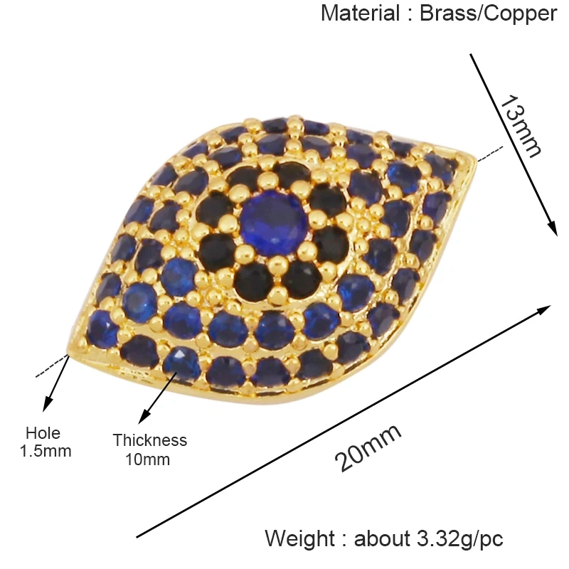 Luxury Pave Micro Zirconia Eye Spherical Geometry Spacor Bead,Real 18K Gold Plated DIY Bracelet Necklace Accessories Supply N15