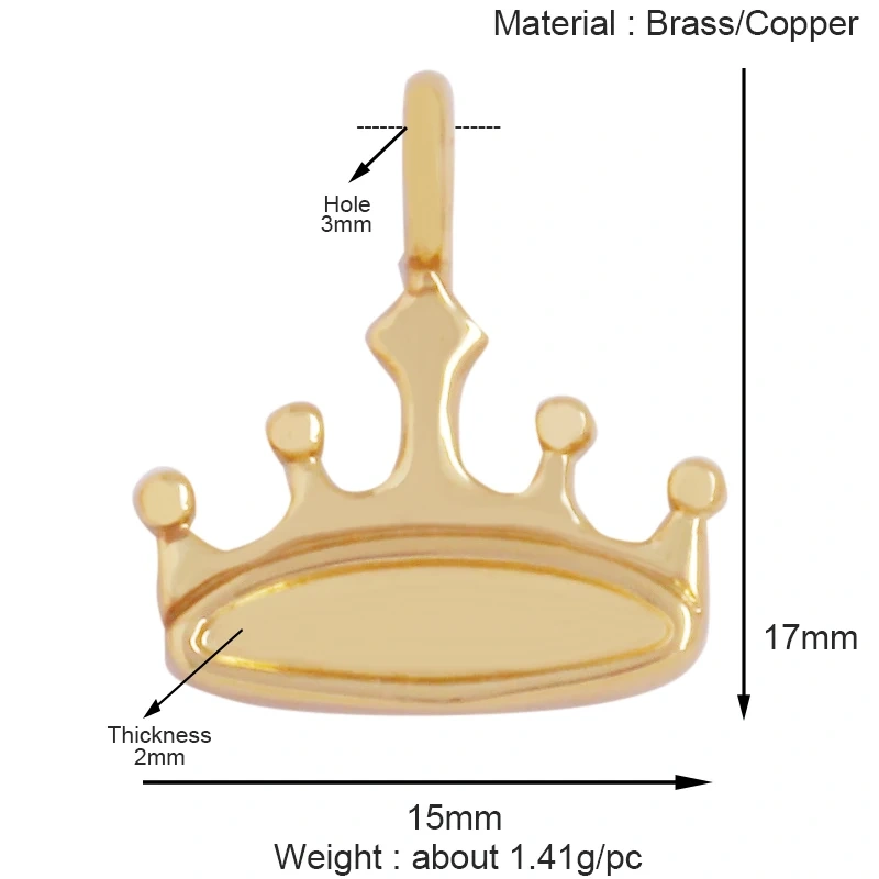 Guarden Angel Crown Goddess Amulet Medallion Zircon Charm Pendant,Real 18K Gold Plated Necklace Jewelry Findings Supplies S06