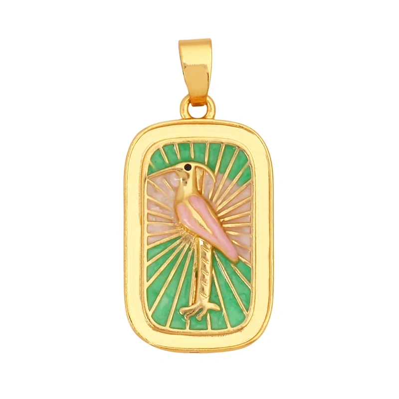 Geometry Enamel Tarot Cards Heart Flower Dolphin Charm Pendant,Real 18K Gold Plated Bracelets Necklaces Jewelry Supplies S11