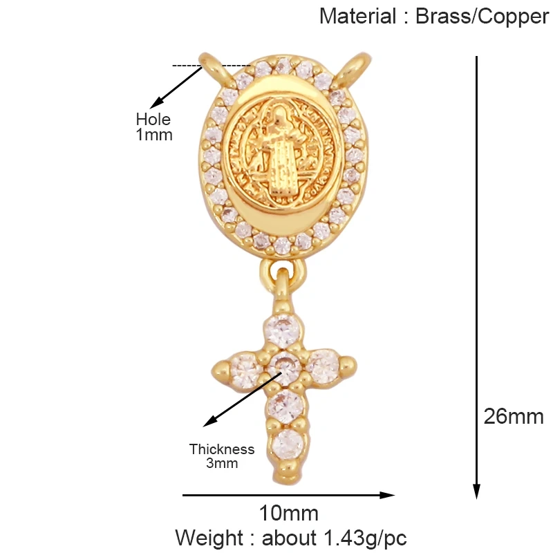 Holy Religious Style Jesus Virgin Mary Charms Pendant,Real 18K Gold Plated Zircon Shell Jewelry Necklace Accessories Supply S15