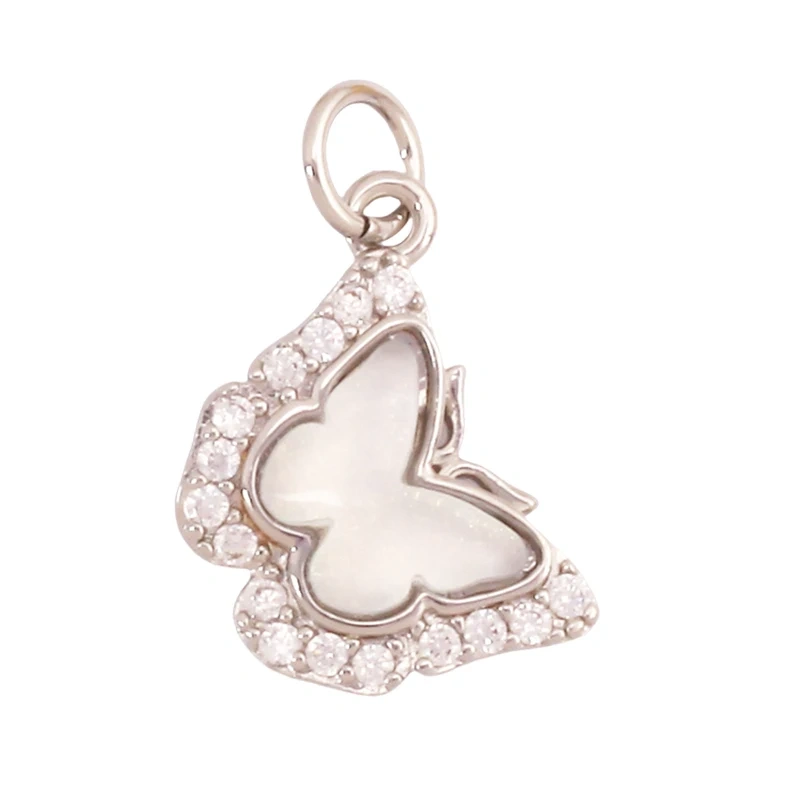Trendy Crystal Glass Zircon  Butterfly Charm Pendant,Real 18K Gold Plated Necklace Bracelet DIY Craft Jewelry Making Supply S17