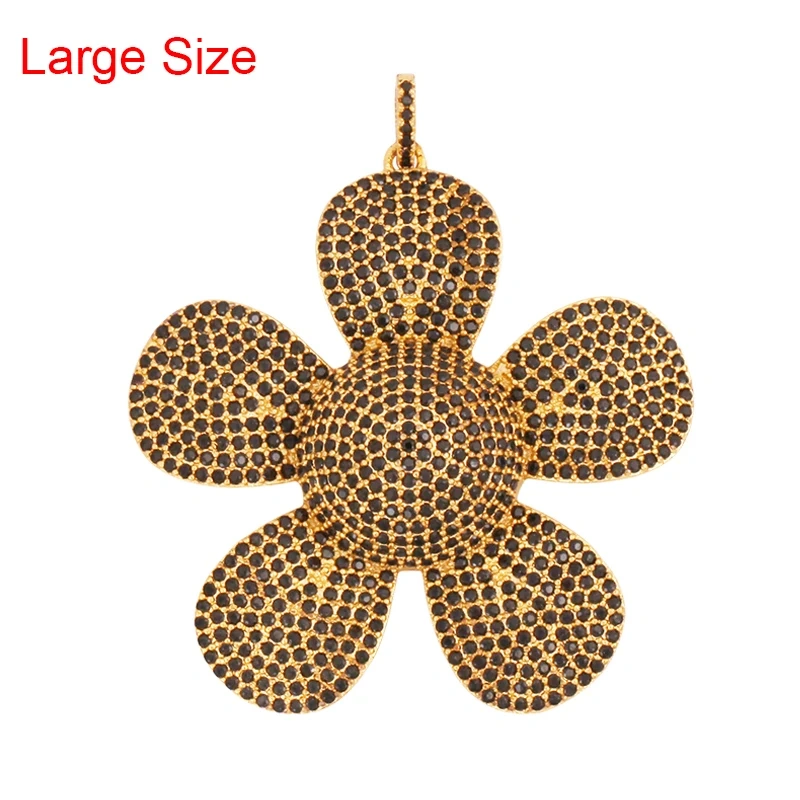 Luxury Classics Clover Leaf Sun Flower Zircon Focal Charm Pendant,Real 18K Gold Plated Jewelry Findings Accessories Supplies S01