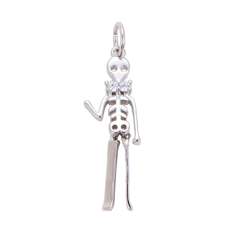 Trendy Skull Ghost Halloween Zircon Enamel Charm Pendant,Real 18K Gold Plated Colour Craft Jewelry Necklace Supplies S13
