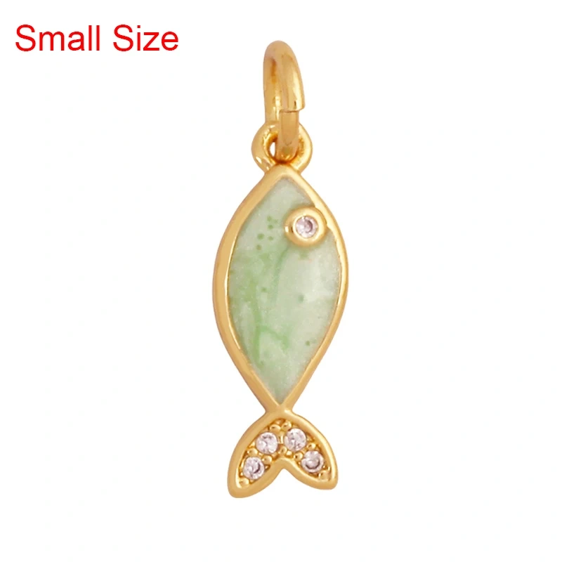 Marine Organism Sea Horse Turtle Fish Conch Shell Starfish Charm Pendant,Real 8K Gold Plated Zircon Jewelry Finding Supplies S05