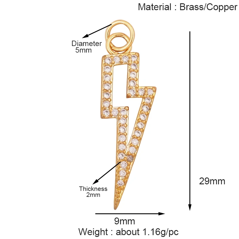 Trendy Lightning Star Pattern Geometry Charm Pendant,Real 18K Gold Plated Zircon Jewelry Necklace Accessories Supplies S09