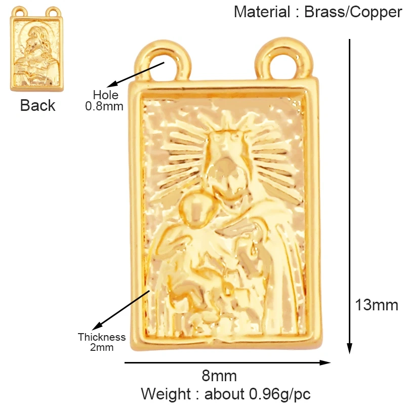 Holy Religious Style Jesus Virgin Mary Charms Pendant,Real 18K Gold Plated Zircon Shell Jewelry Necklace Accessories Supply S15