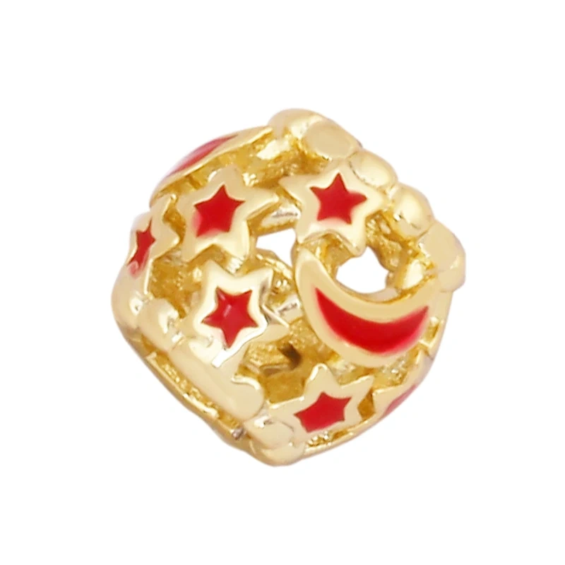 Fashion Delicacy Flowers Heart Round Geometry Shape Star Moon Spacer Beads,Colorful Tube18K Gold Jewelry Making Supplies K82
