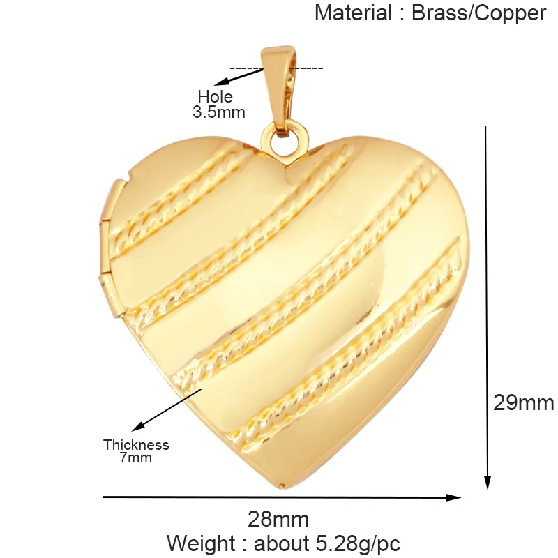 Fashion Love Heart Oval Rectangle Box Locket,Real 18K Gold Plated Open Type Charm Pendant Jewelry Accessories Supplies S03