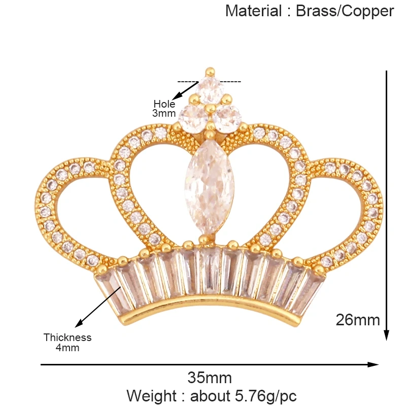 Guarden Angel Crown Goddess Amulet Medallion Zircon Charm Pendant,Real 18K Gold Plated Necklace Jewelry Findings Supplies S06