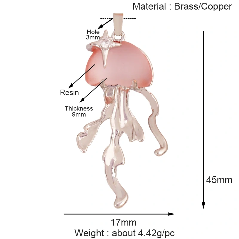 Marine Organism Fish Conch Shell Starfish Jellyfish Carp Charm Pendant,Real 8K Gold Plated Zircon Jewelry Finding Supplies S10