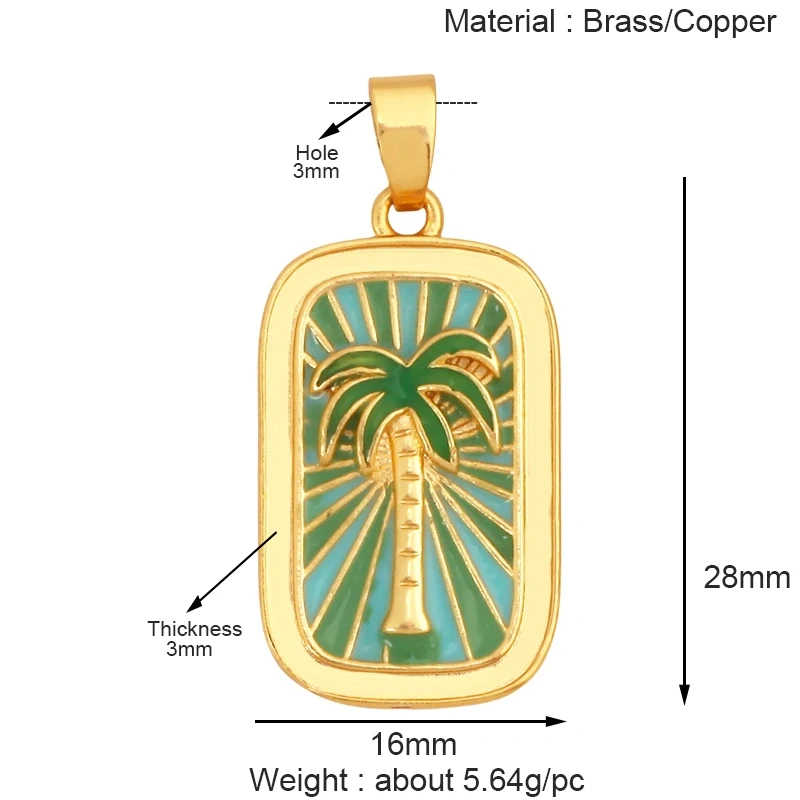 Geometry Enamel Tarot Cards Heart Flower Dolphin Charm Pendant,Real 18K Gold Plated Bracelets Necklaces Jewelry Supplies S11