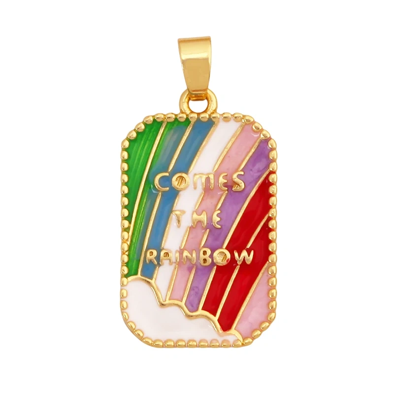 Geometry Enamel Tarot Cards Heart Flower Dolphin Charm Pendant,Real 18K Gold Plated Bracelets Necklaces Jewelry Supplies S11