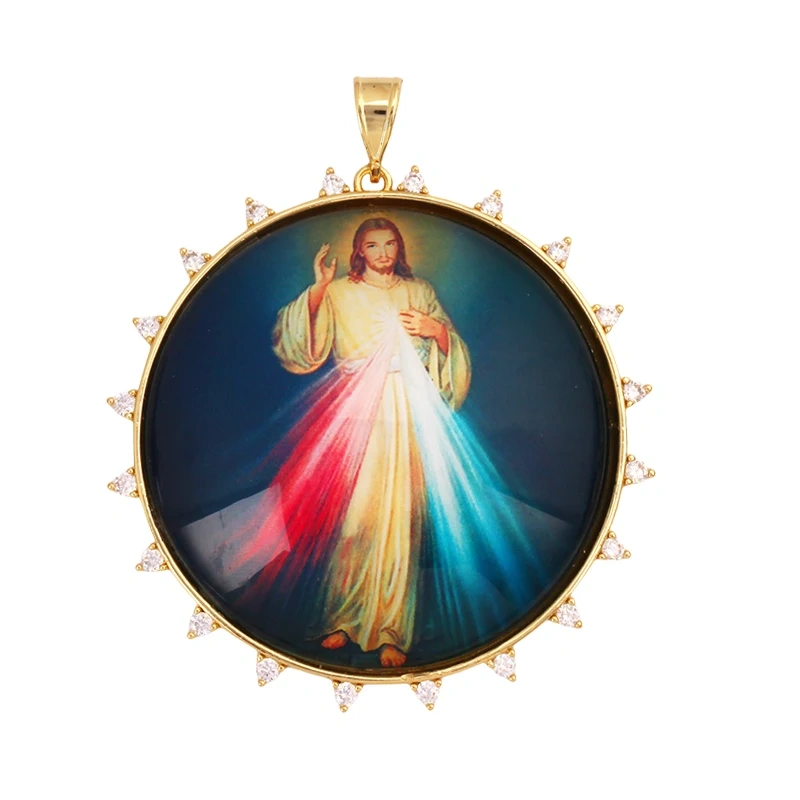 Jumbo Holy Religious Jesus Virgin Mary Evil Eye Hand Charm Pendant,Real 18K Gold Plated Jewelry Necklace Bracelet Supplies S16