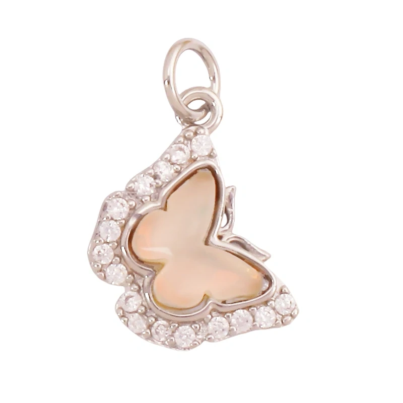 Trendy Crystal Glass Zircon  Butterfly Charm Pendant,Real 18K Gold Plated Necklace Bracelet DIY Craft Jewelry Making Supply S17