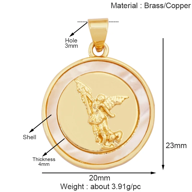 Holy Religious Style Jesus Virgin Mary Charms Pendant,Real 18K Gold Plated Zircon Shell Jewelry Necklace Accessories Supply S15