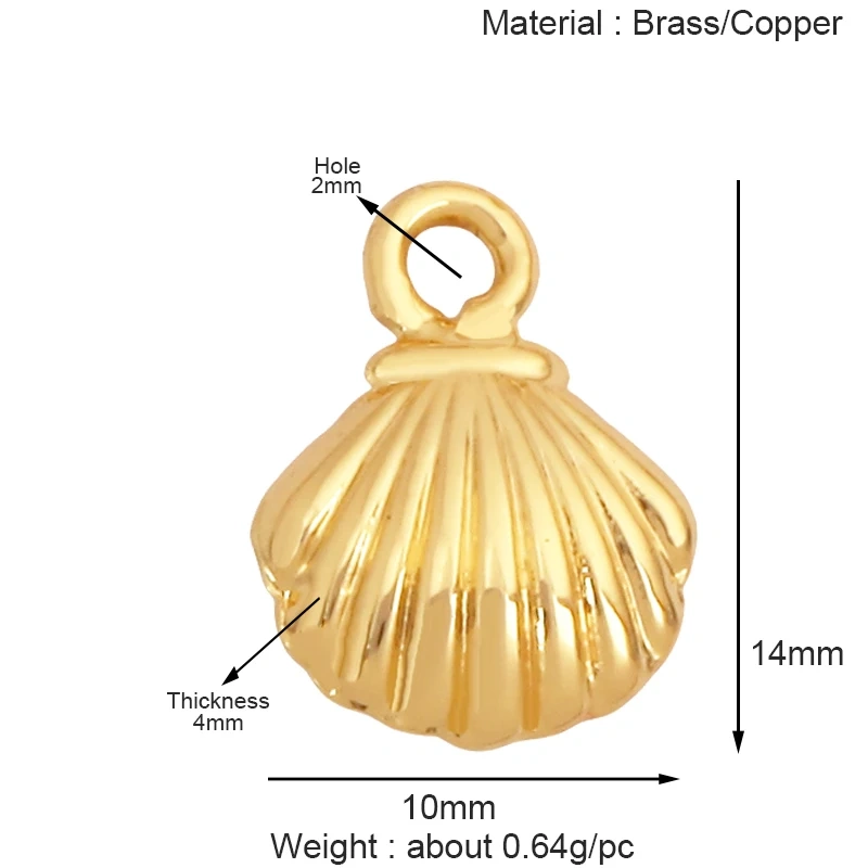 Marine Organism Sea Horse Turtle Fish Conch Shell Starfish Charm Pendant,Real 8K Gold Plated Zircon Jewelry Finding Supplies S05