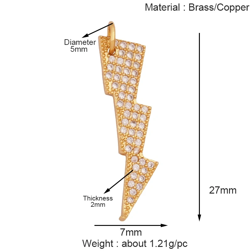 Trendy Lightning Star Pattern Geometry Charm Pendant,Real 18K Gold Plated Zircon Jewelry Necklace Accessories Supplies S09