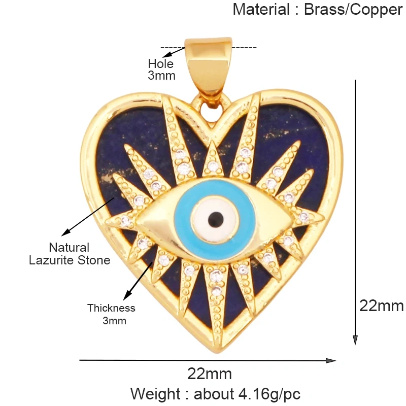 Trendy Colorful Evil Eye Pearl Shell Charm Pendant,Real 18K Gold Plated Cubic Zirconia Jewelry Necklace Bracelet Supplies K75