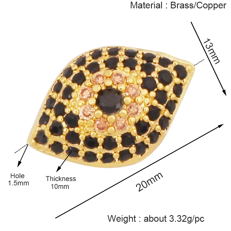 Luxury Pave Micro Zirconia Eye Spherical Geometry Spacor Bead,Real 18K Gold Plated DIY Bracelet Necklace Accessories Supply N15
