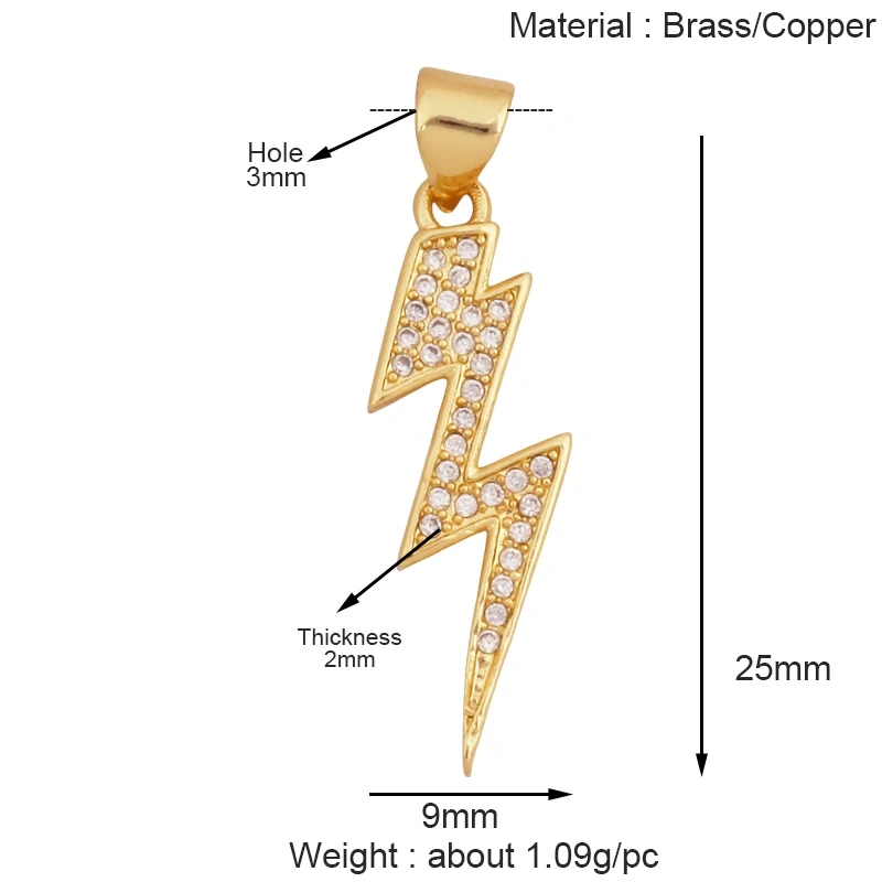 Trendy Lightning Star Pattern Geometry Charm Pendant,Real 18K Gold Plated Zircon Jewelry Necklace Accessories Supplies S09