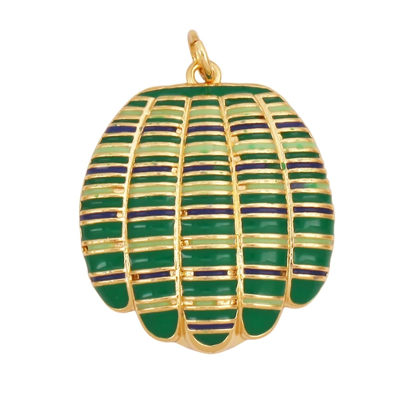 Marine Organism Fish Conch Shell Starfish Jellyfish Carp Charm Pendant,Real 8K Gold Plated Zircon Jewelry Finding Supplies S10