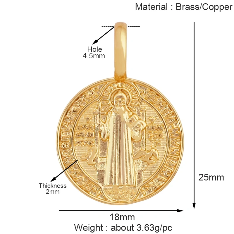 Holy Religious Style Jesus Virgin Mary Charms Pendant,Real 18K Gold Plated Zircon Shell Jewelry Necklace Accessories Supply S15